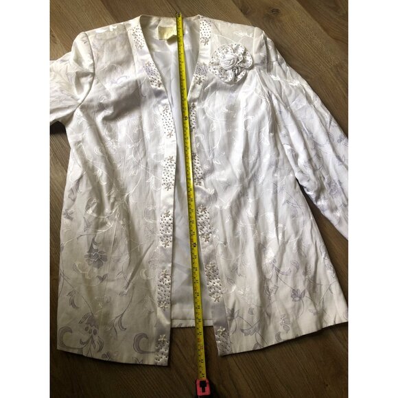 PROVERBS- WOMENS WHITE WITH FLORAL PRINT 3/4 SLEEVE FULLY LINE SIZE 14 - Picture 7 of 7